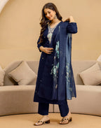 Cotton Embroidered Straight 3 Piece Kurta Set