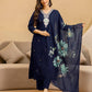 Rayon Embroidered Straight Kurta with Pant & Dupatta