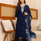 Rayon Embroidered Straight Kurta with Pant & Dupatta