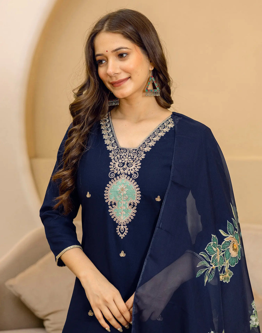 Cotton Embroidered Straight 3 Piece Kurta Set