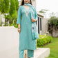 Cotton Slub Straight Embroidery V-Neck Kurta with Pant & Dupatta