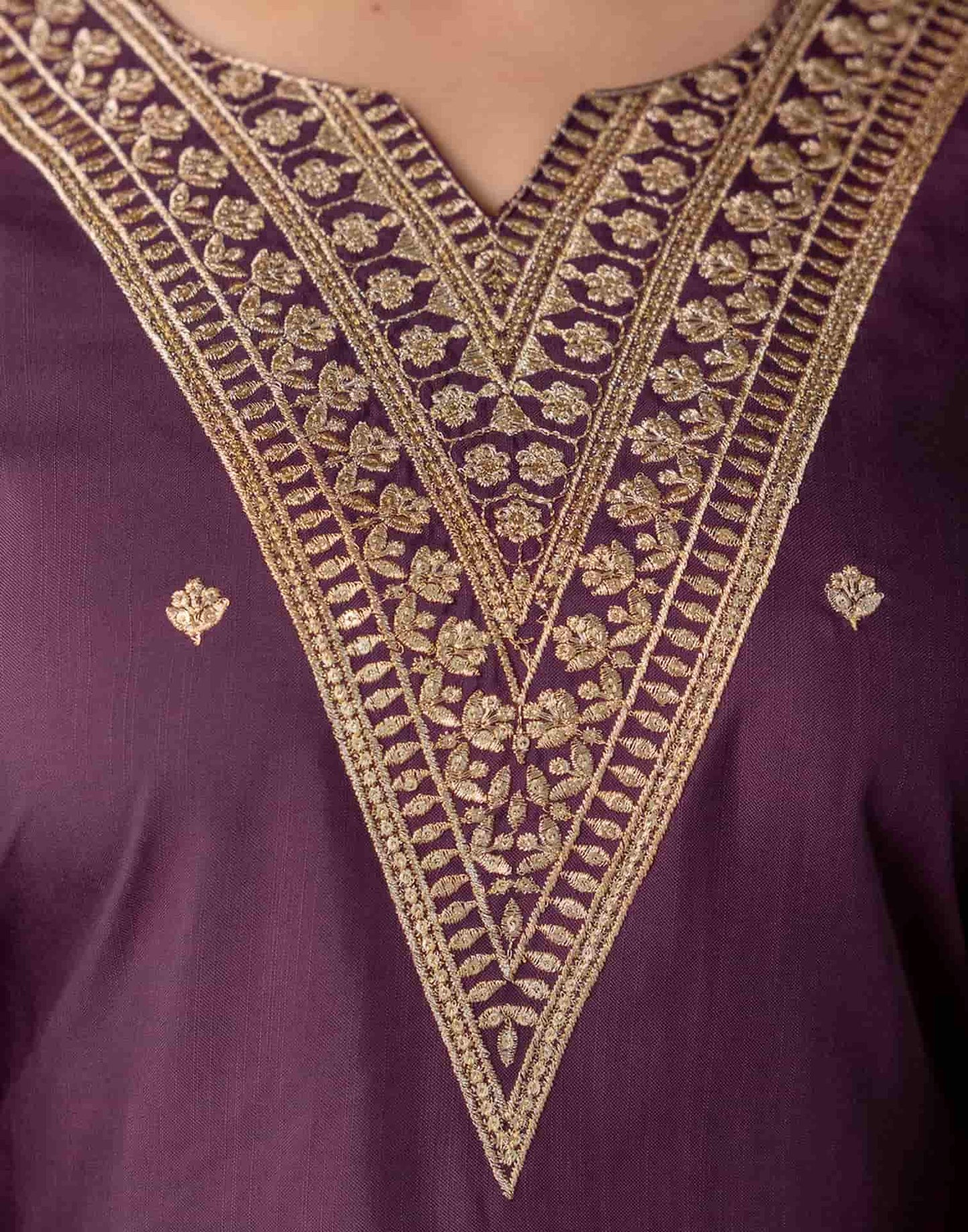 Cotton Blend Embroidered Straight Kurta with Pant & Dupatta