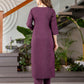 Cotton Blend Embroidered Straight Kurta with Pant & Dupatta