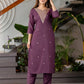 Cotton Blend Embroidered Straight Kurta with Pant & Dupatta
