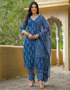 Viscose Rayon Printed Straight 3 Piece Kurta Set