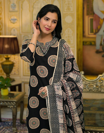 Viscose Rayon Embroidered Straight 3 Piece Kurta Set