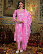 Viscose Rayon Embroidered A-Line 3 Piece Kurta Set
