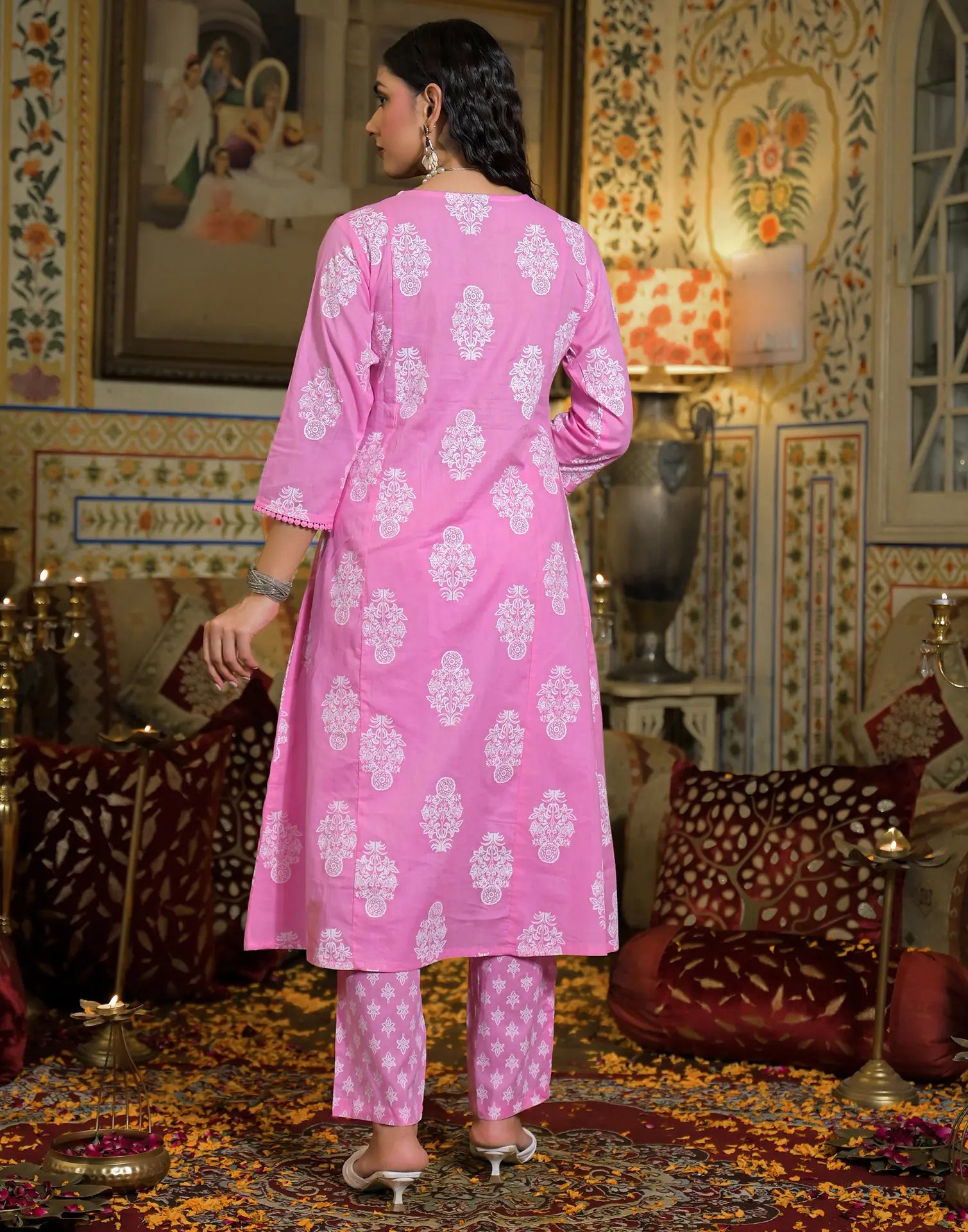 Viscose Rayon Embroidered A-Line 3 Piece Kurta Set