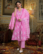 Viscose Rayon Embroidered A-Line 3 Piece Kurta Set