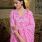 Cotton Straight Printed V-Neck Kurta with Pant & Dupatta