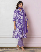 Viscose Rayon Floral Print Straight 3 Piece Kurta Set