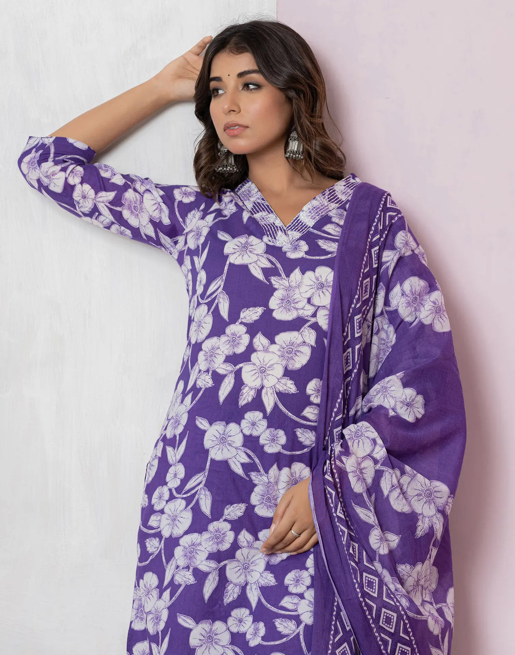 Viscose Rayon Floral Print Straight 3 Piece Kurta Set