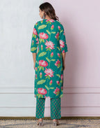 Viscose Rayon Floral Print Straight 3 Piece Kurta Set