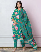 Viscose Rayon Floral Print Straight 3 Piece Kurta Set
