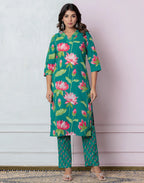 Viscose Rayon Floral Print Straight 3 Piece Kurta Set