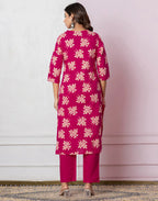Viscose Rayon Floral Print Straight 3 Piece Kurta Set