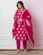 Viscose Rayon Floral Print Straight 3 Piece Kurta Set