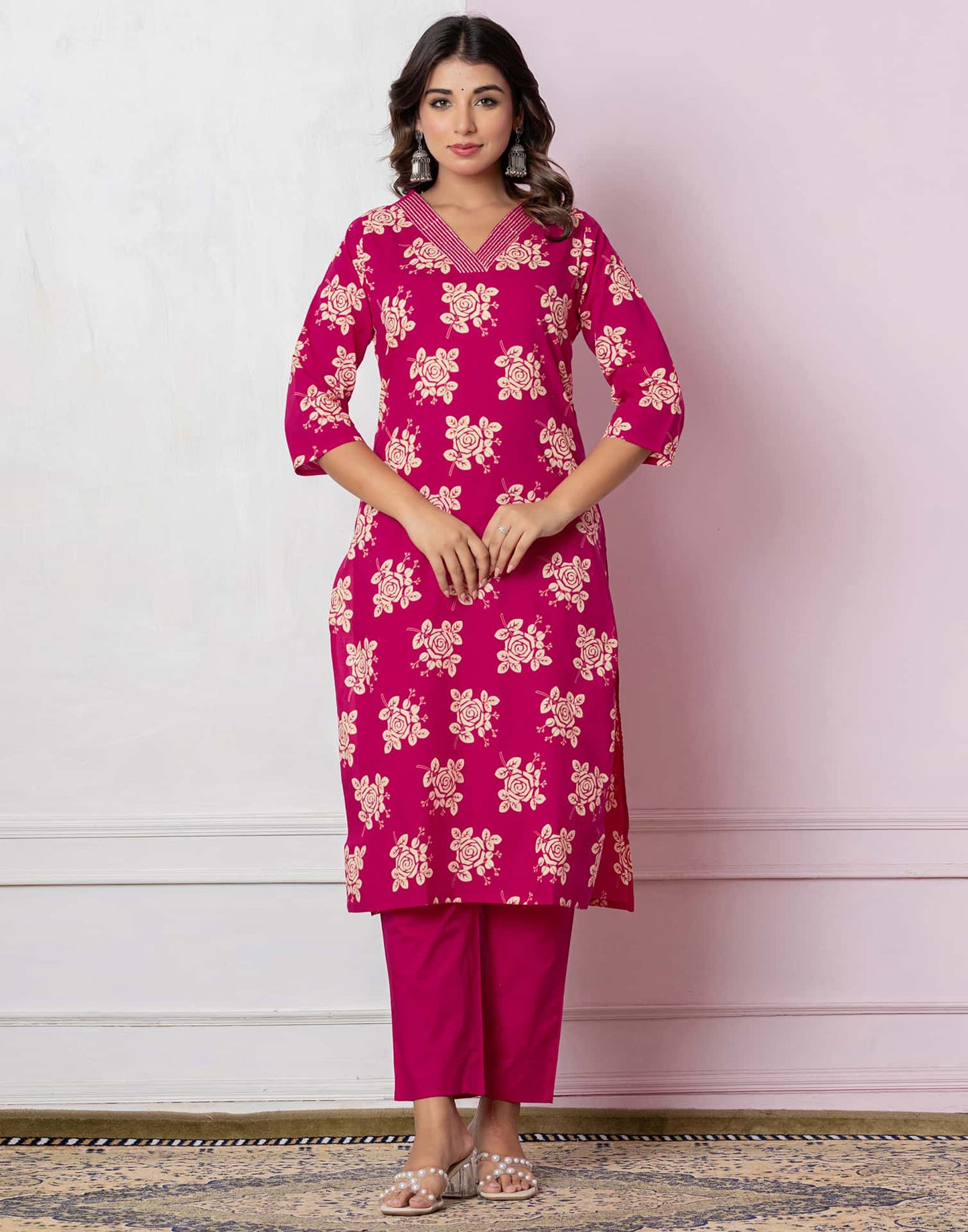 Cotton Printed Straight Kurta with Pant & Dupatta