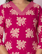 Viscose Rayon Floral Print Straight 3 Piece Kurta Set