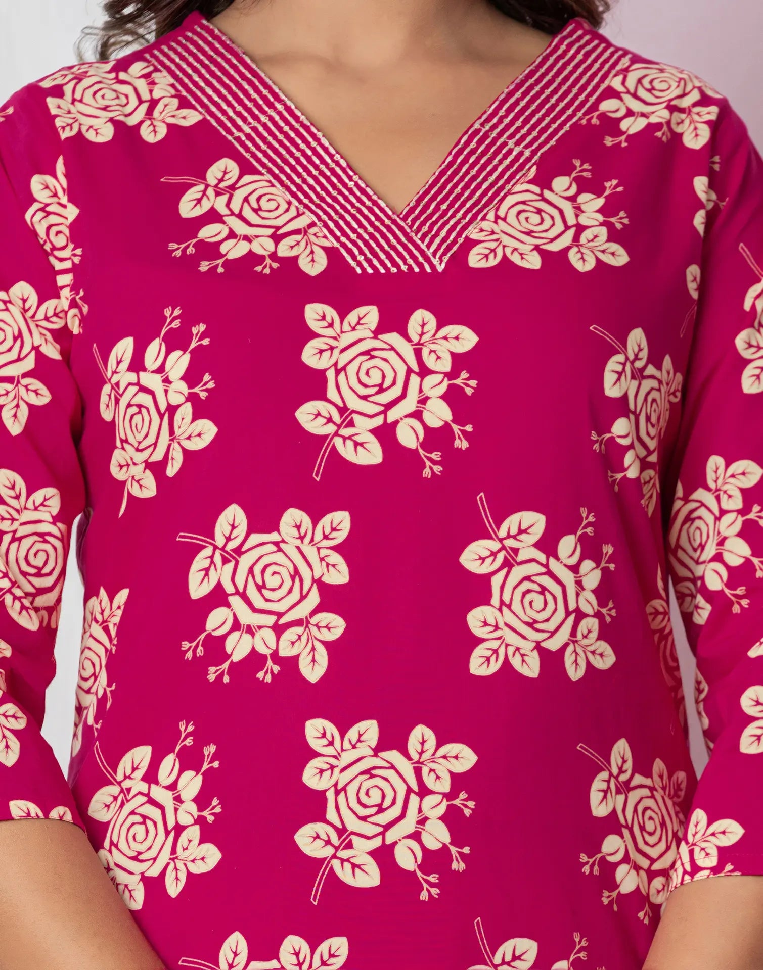 Viscose Rayon Floral Print Straight 3 Piece Kurta Set