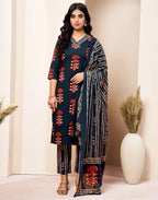 Viscose Rayon Printed Straight 3 Piece Kurta Set