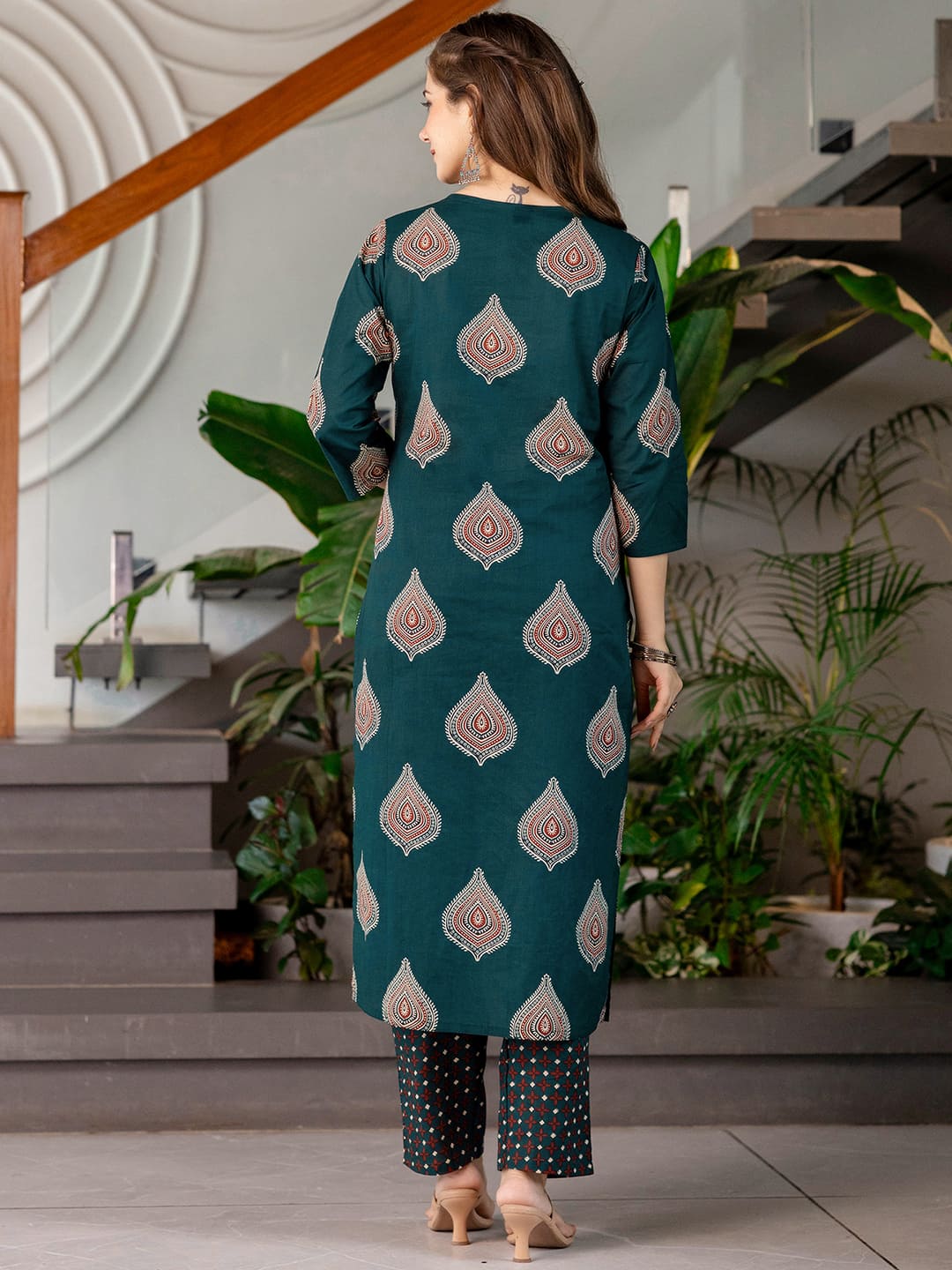 Cotton Printed Straight Kurta with Pant & Dupatta