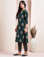 Viscose Rayon Printed Straight 3 Piece Kurta Set