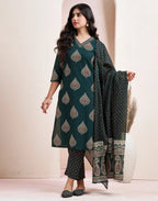 Viscose Rayon Printed Straight 3 Piece Kurta Set