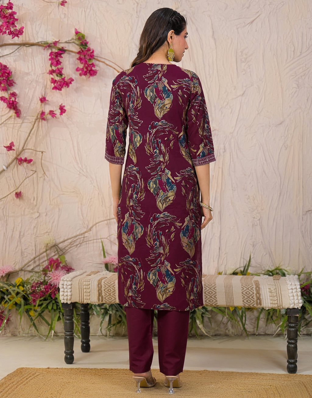 Skylee Silk Embroidered Straight 3 Piece Kurta Set For Woman