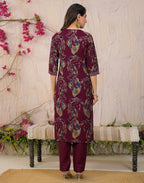 Skylee Silk Embroidered Straight 3 Piece Kurta Set For Woman