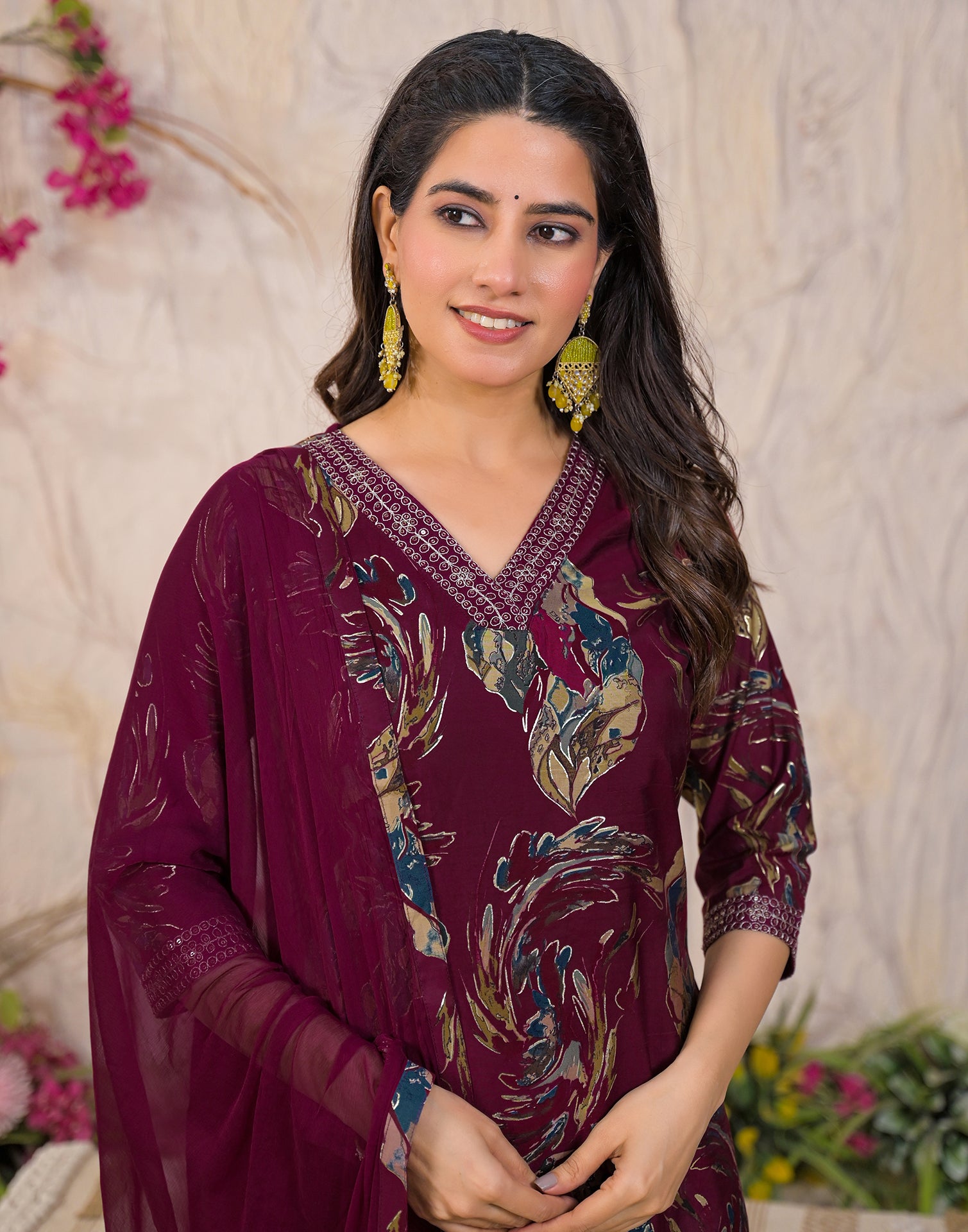 Skylee Silk Embroidered Straight 3 Piece Kurta Set For Woman