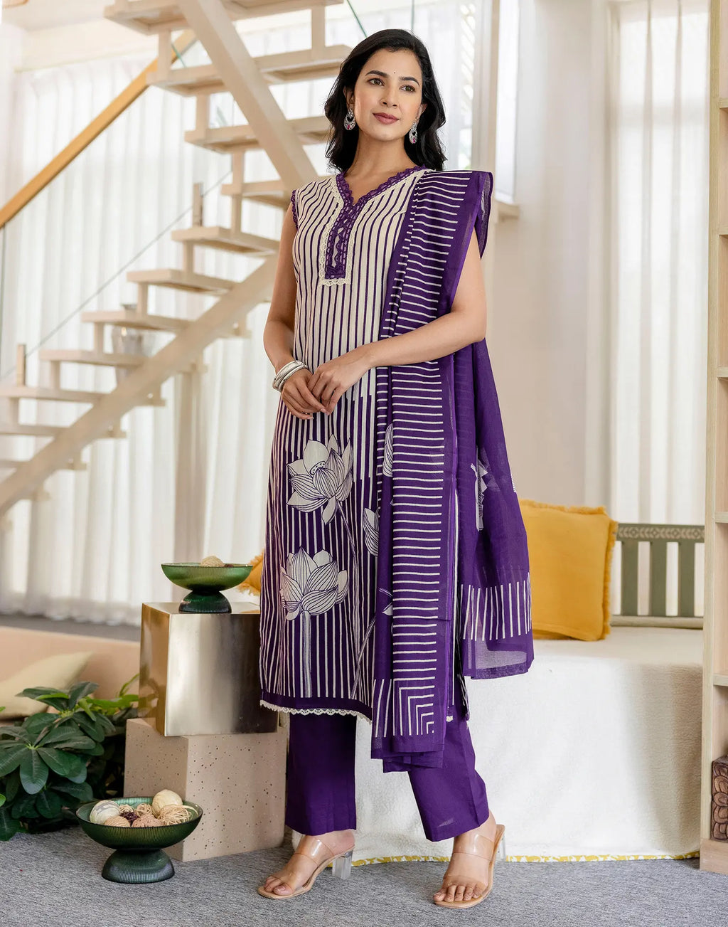 Viscose Rayon Floral Print Straight 3 Piece Kurta Set