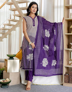 Viscose Rayon Floral Print Straight 3 Piece Kurta Set