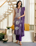 Viscose Rayon Floral Print Straight 3 Piece Kurta Set