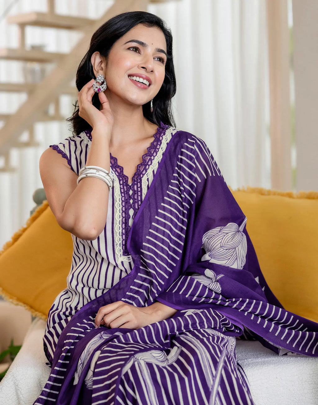 Viscose Rayon Floral Print Straight 3 Piece Kurta Set