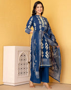 Viscose Rayon Printed Straight 3 Piece Kurta Set