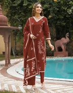 Viscose Rayon Printed Straight 3 Piece Kurta Set