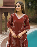 Viscose Rayon Printed Straight 3 Piece Kurta Set
