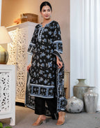 Viscose Rayon Floral Print Straight 3 Piece Kurta Set