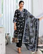 Viscose Rayon Floral Print Straight 3 Piece Kurta Set