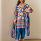 Cotton Printed Straight Kurta with Pant & Dupatta