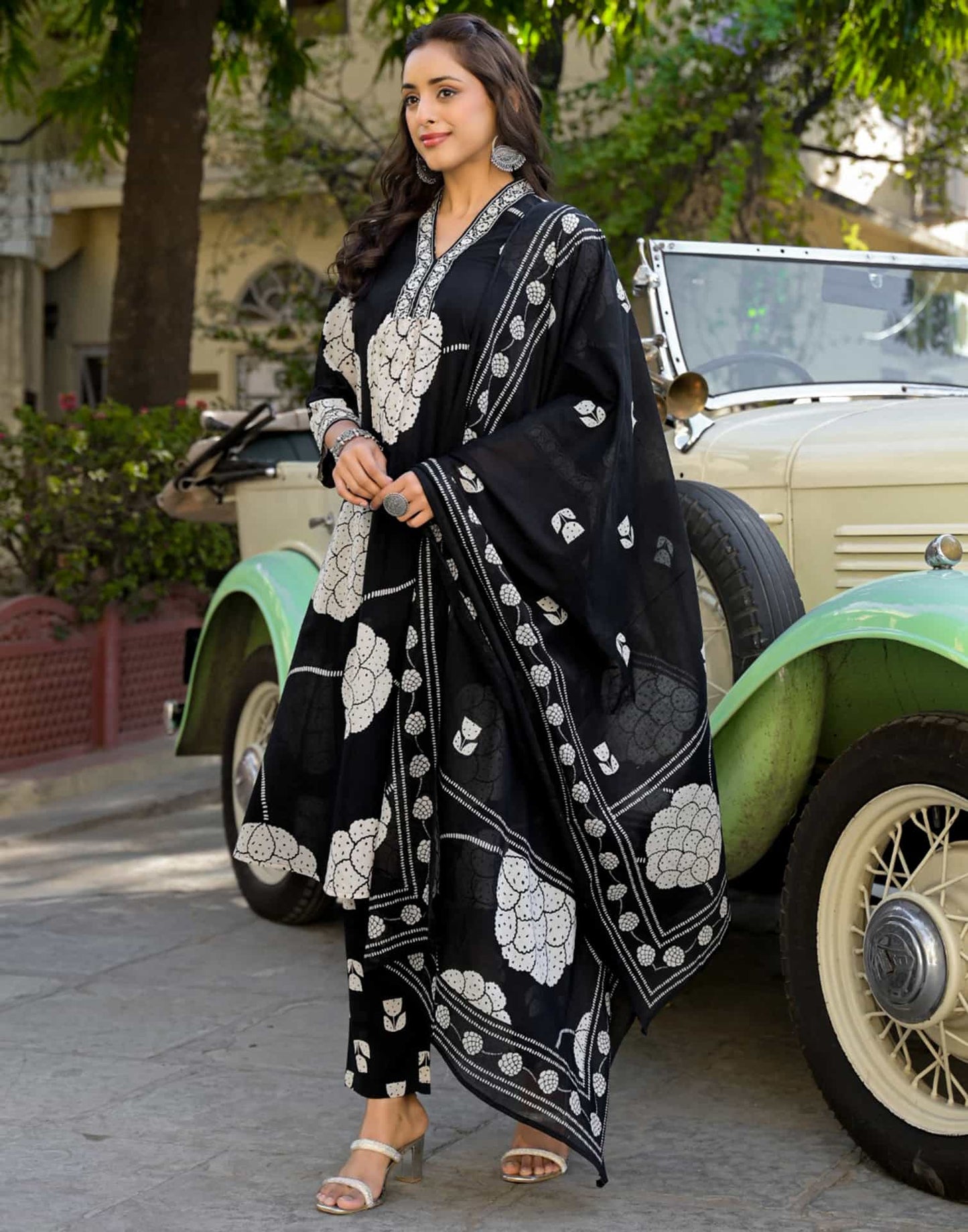 Cotton Printed A-Line Kurta with Pant & Dupatta