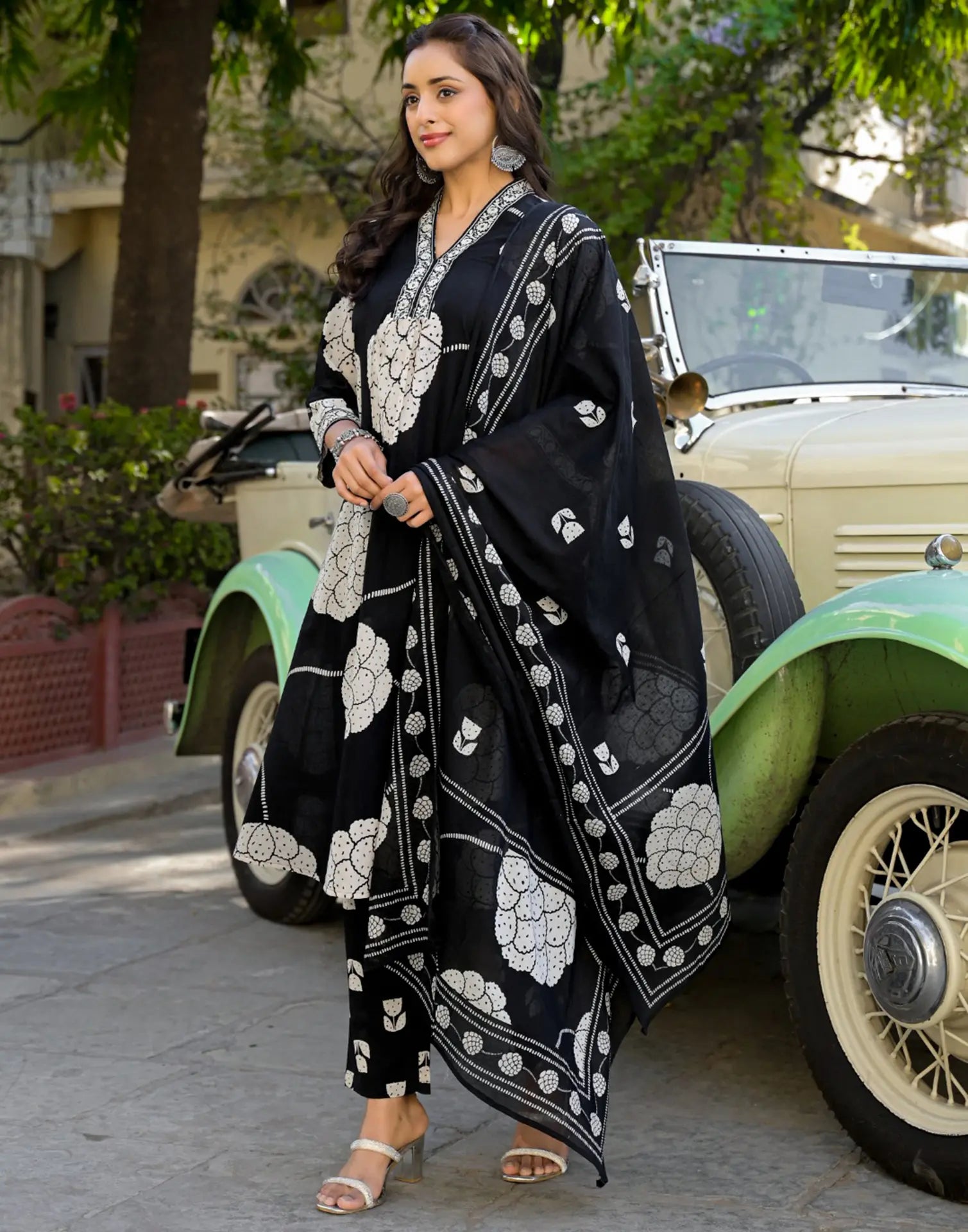 Viscose Rayon Printed A-Line 3 Piece Kurta Set