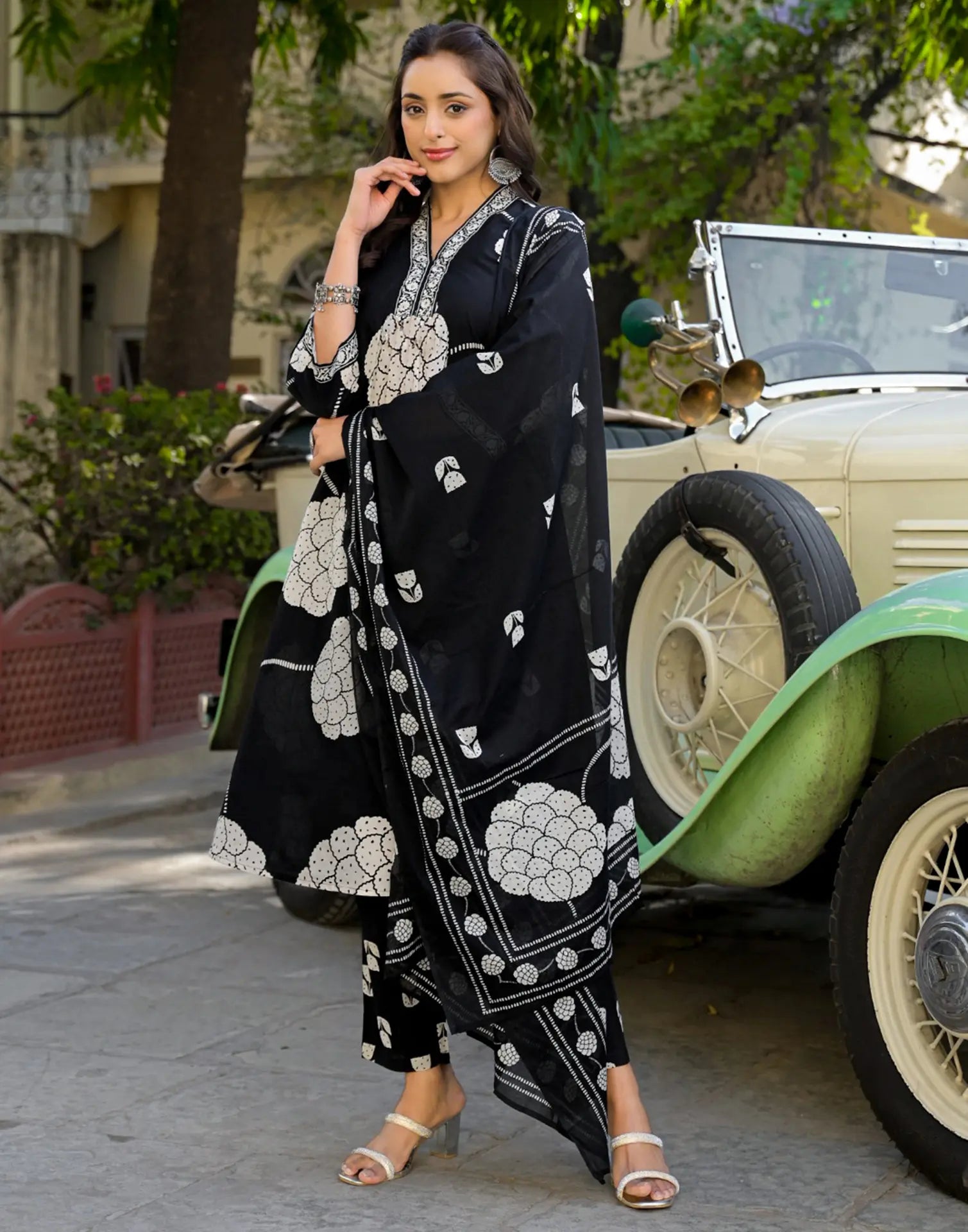 Viscose Rayon Printed A-Line 3 Piece Kurta Set