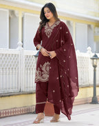 Pure Cotton Embroidered Straight 3 Piece Kurta Set