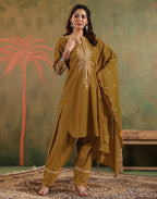 Pure Cotton Embroidered Straight 3 Piece Kurta Set