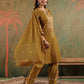 Cotton Embroidered Straight Round Neck Kurta with Pant & Dupatta