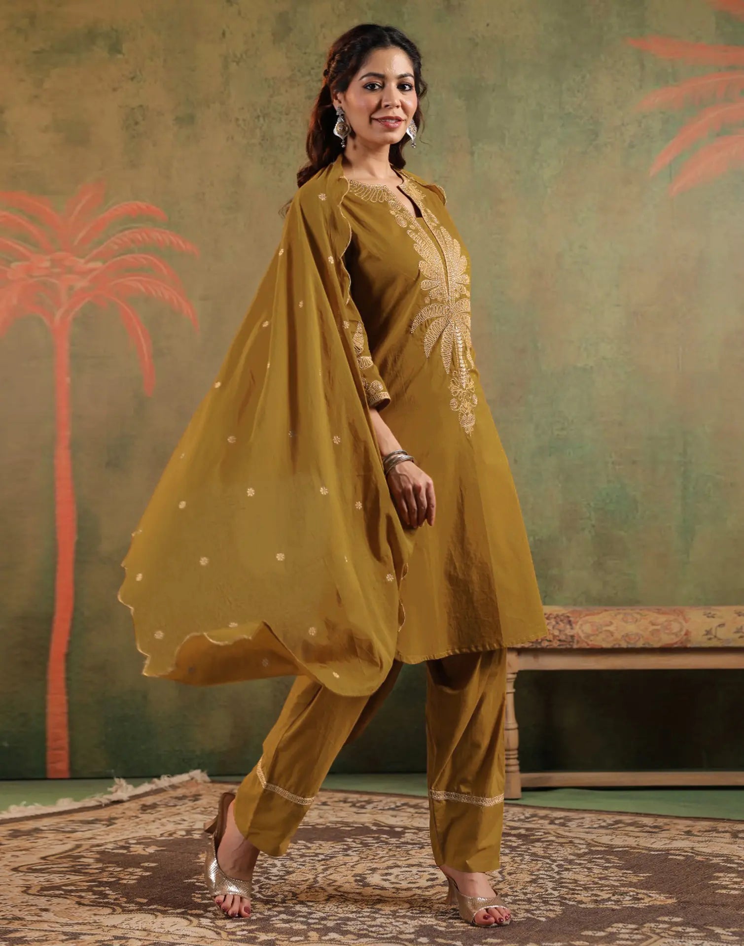 Pure Cotton Embroidered Straight 3 Piece Kurta Set