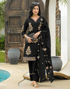 Pure Cotton Embroidered Straight 3 Piece Kurta Set