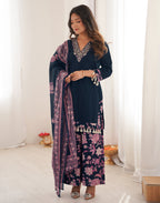 Skylee Cotton Embroidered Straight 3 Piece Kurta Set For Woman